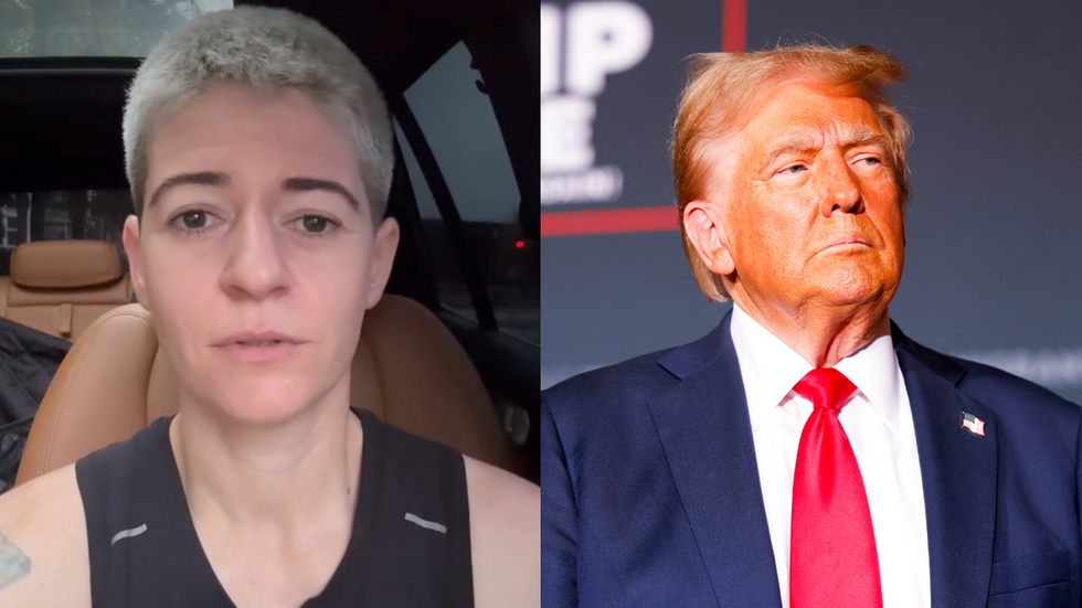 A diptych of lesbian Republican Tanya Tsikanovsky next to Donald Trump