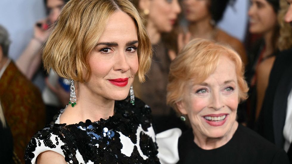 actress Sarah Paulson and lesbian sapphic partner Holland Taylor arrive 77th Tony Awards Lincoln Center NYC 2024