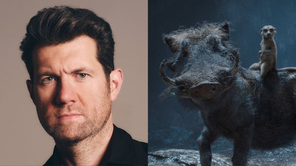 Billy Eicher (left) and Pumba and Timon from 'Mufasa: The Lion King'