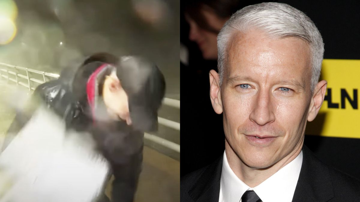 CNN anchor Anderson Cooper was hit in the head by debris during Hurricane Milton