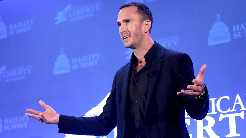 Corey DeAngelis speaking with attendees at the 2022 Hazlitt Summit hosted by the Young Americans for Liberty Foundation Orlando Florida