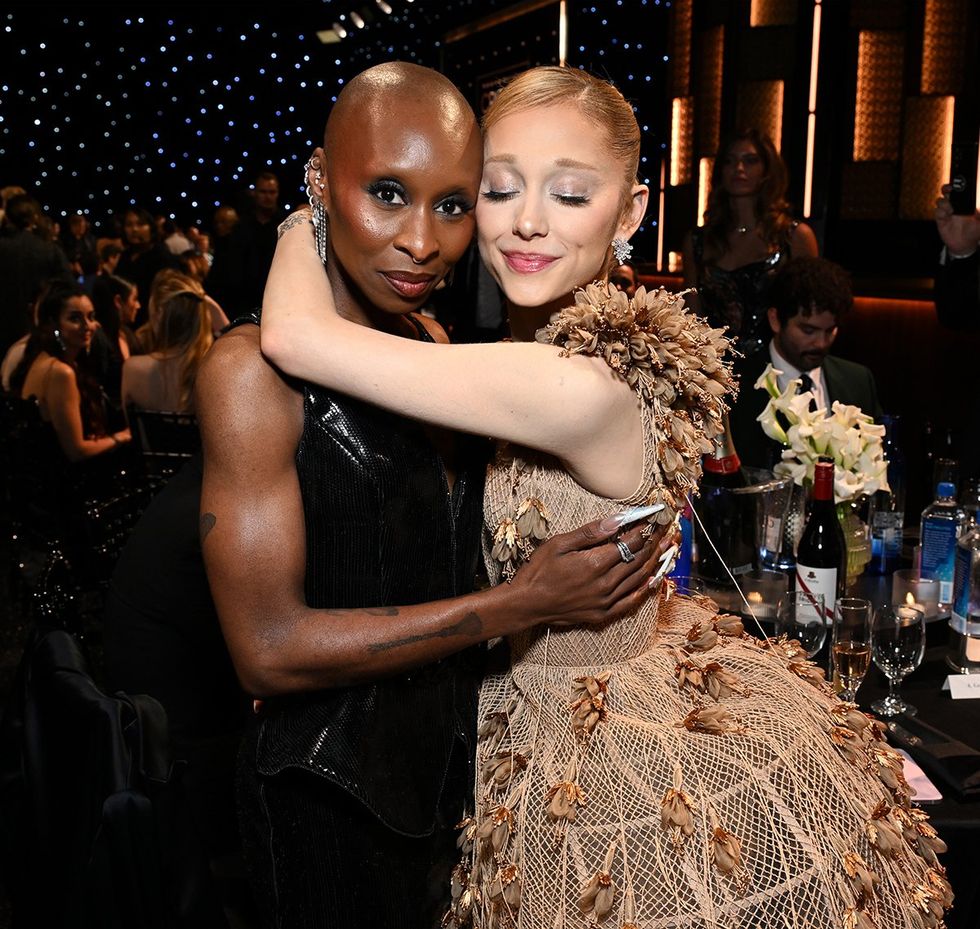 Cynthia Erivo and Ariana Grande attend the 30th Annual Critics Choice Awards at Barker Hangar on February 07, 2025 in Santa Monica, California.