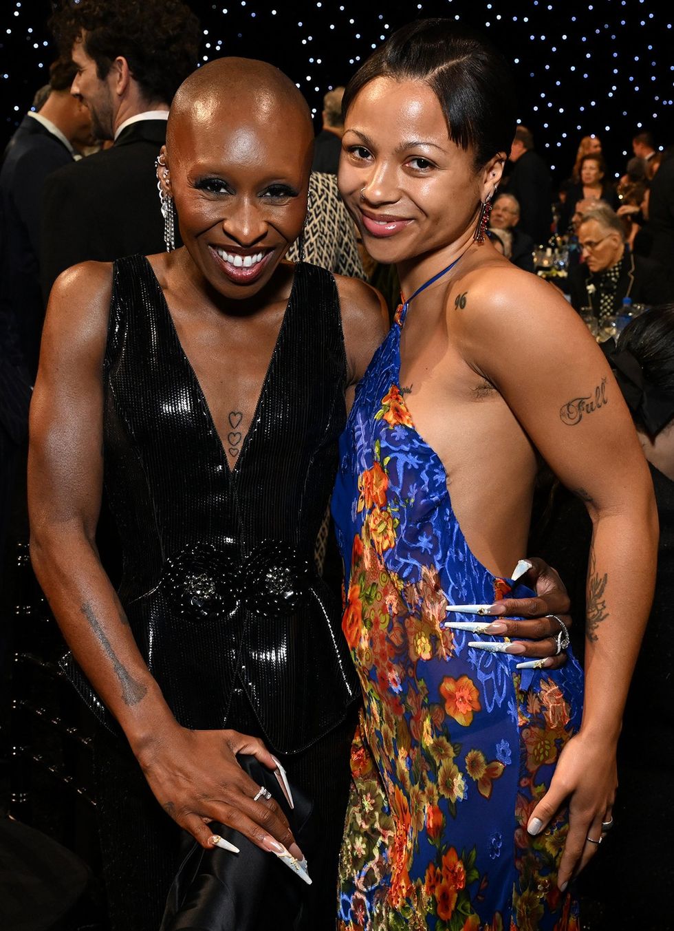 Cynthia Erivo and Myha'la Herrold attend the 30th Annual Critics Choice Awards at Barker Hangar on February 07, 2025 in Santa Monica, California.