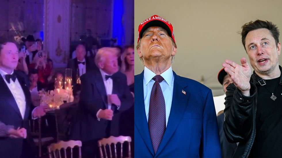 Donald Trump and Elon Musk dancing on New Years Eve and standing next to each other