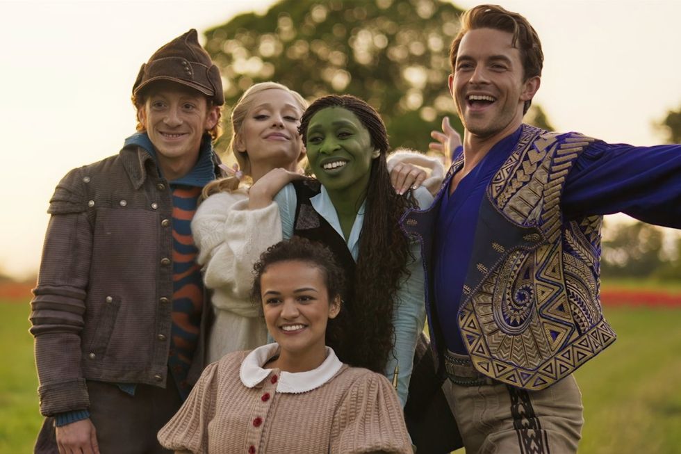 Ethan Slater, Ariana Grande, Marissa Bode, Cynthia Erivo, and Jonathan Bailey in Wicked