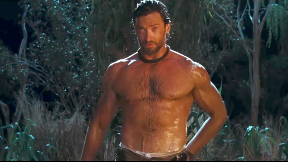 Hugh Jackman as "The Drover", shirtless and wet, in the 2008 Baz Luhrmann film "Australia"