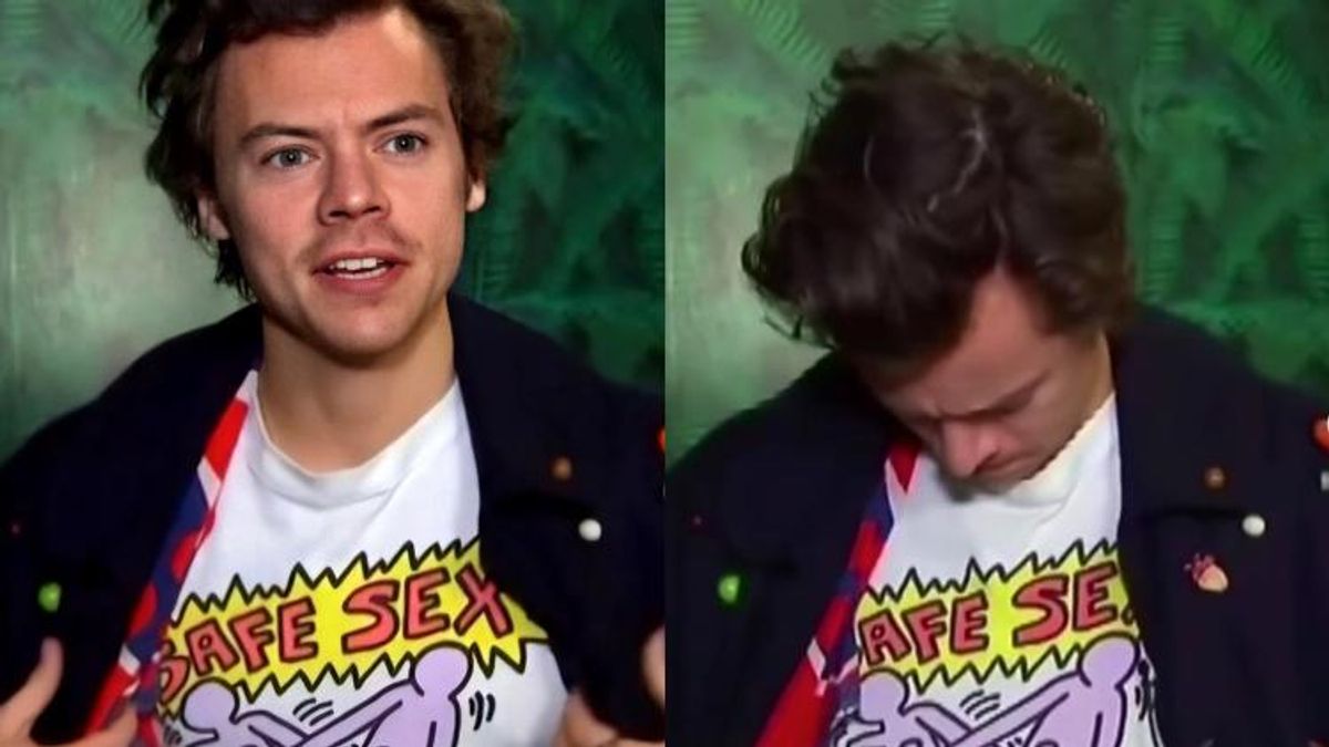 Harry Styles Wore a 'Safe Sex' T-Shirt With Two Dudes Hooking Up On It