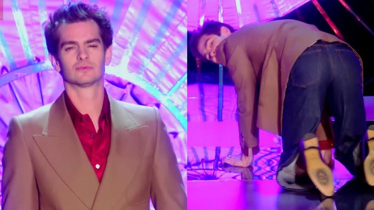 Watch Andrew Garfield Get on All Fours on the 'Drag Race UK' Runway