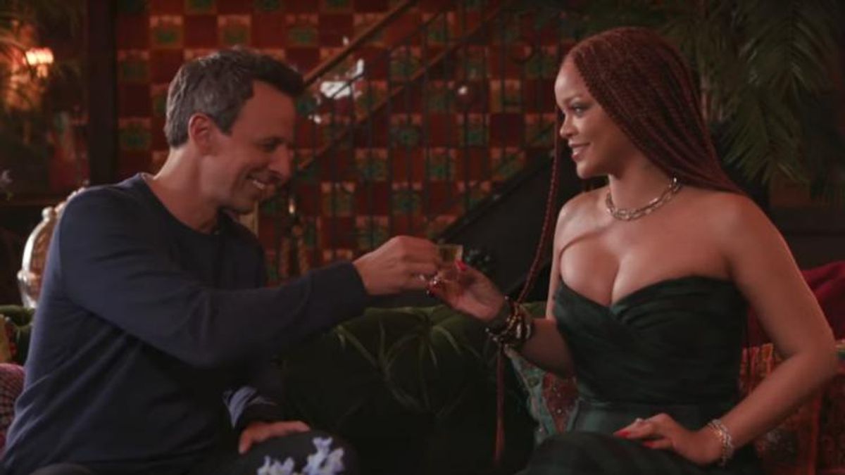 Seth Meyers Got to Day Drink With Rihanna & We're Jealous AF