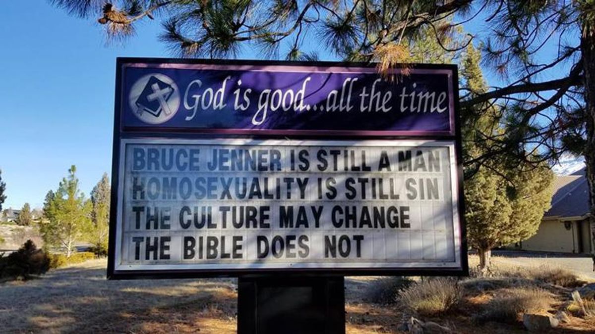 Rural Community Protests Church's Transphobic, Homophobic Sign