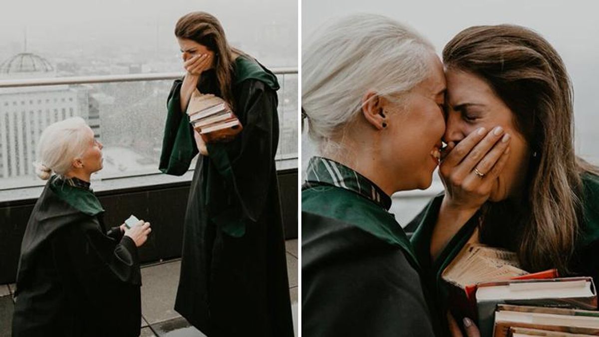 J.K. Rowling Congratulates Lesbian Couple's 'Harry Potter' EnGAYgement