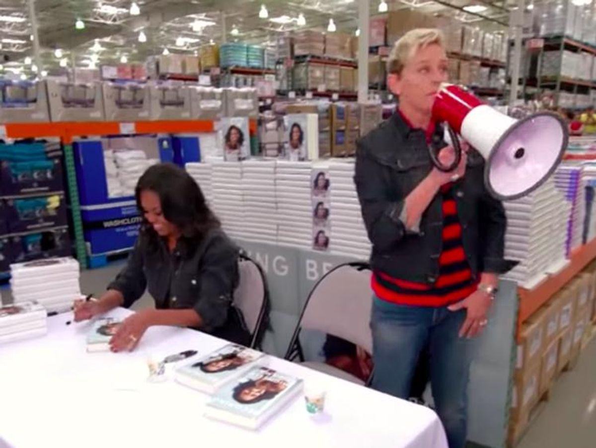 Ellen Embarrasses Michelle Obama at Costco