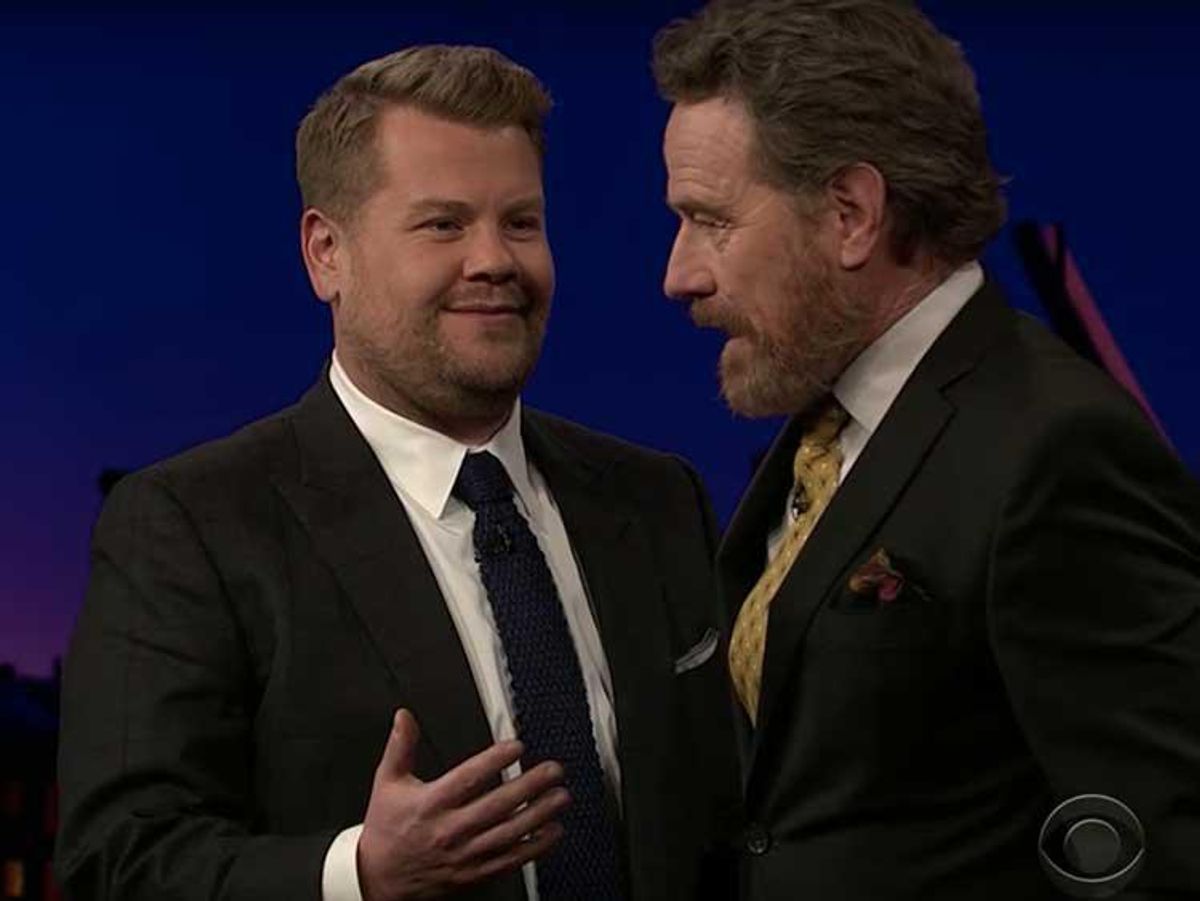 Now James Corden Is Kissing Bryan Cranston 