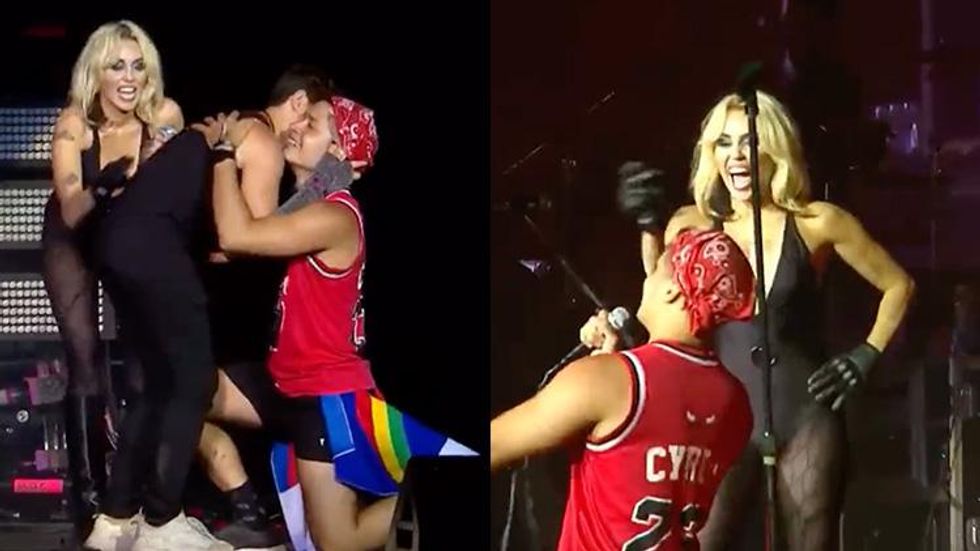 Miley Cyrus Nude Lesbian - Watch Miley Cyrus Freak Out Over This On-Stage Marriage Proposal