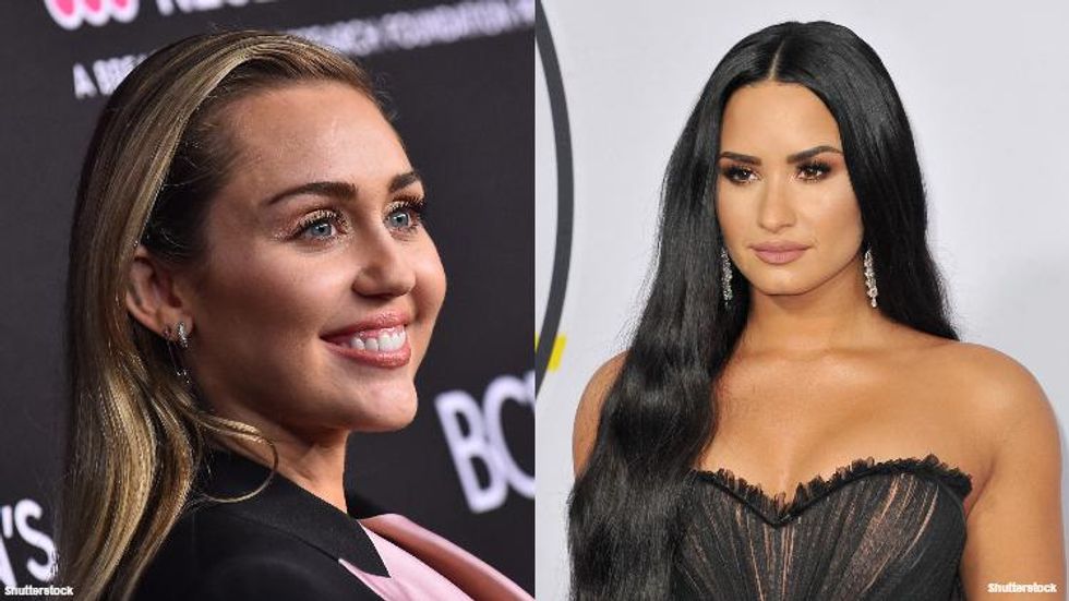 Hot Lesbian Orgy Demi Lovato - Miley Cyrus & Demi Lovato Are Friends Because They're Both 'Gay AF'