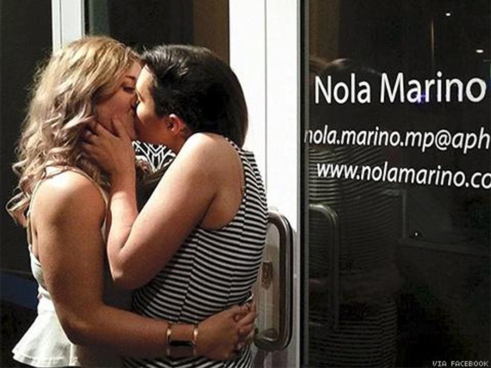 Lesbian Couple's Kiss Outside Antigay Politician's Office Wins the Internet