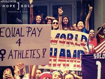 210px x 158px - It's a Bird, It's a Plane' - Flying an Equal Pay for Female Athletes Banner  at USNWT New York Parade
