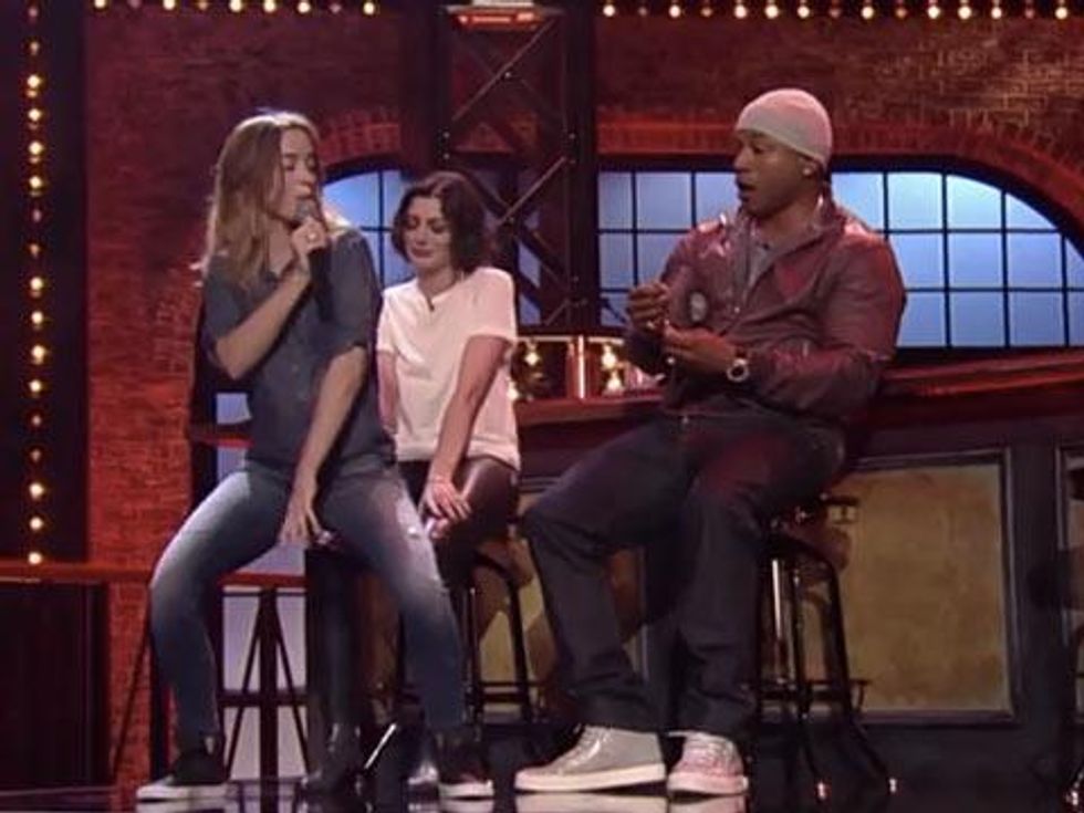 Watch Emily Blunt Grinds On Anne Hathaway In Epic Lip Sync Battle 