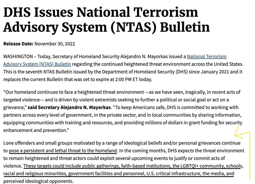 DHS warns of continued threats to LGBT community in new terror alert -  Washington Times