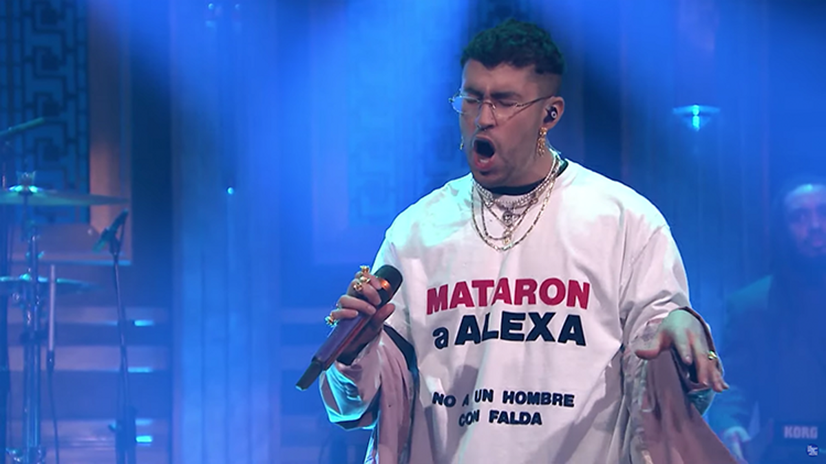 Bad Bunny Honors Slain Trans Woman on 'Jimmy Fallon,' Wears Skirt