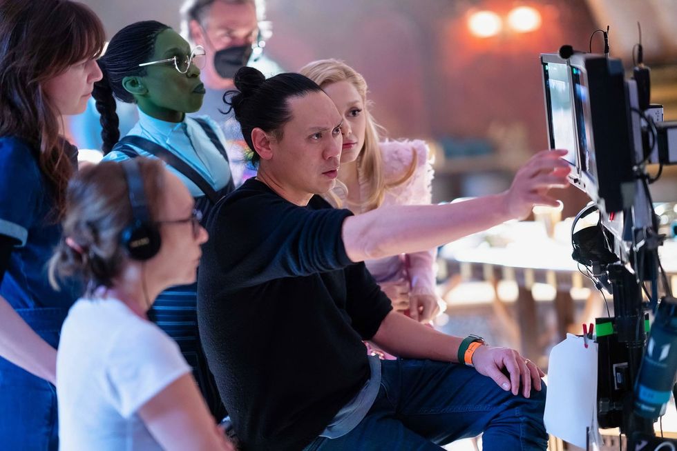 Jon M. Chu behind the scenes on set for Wicked