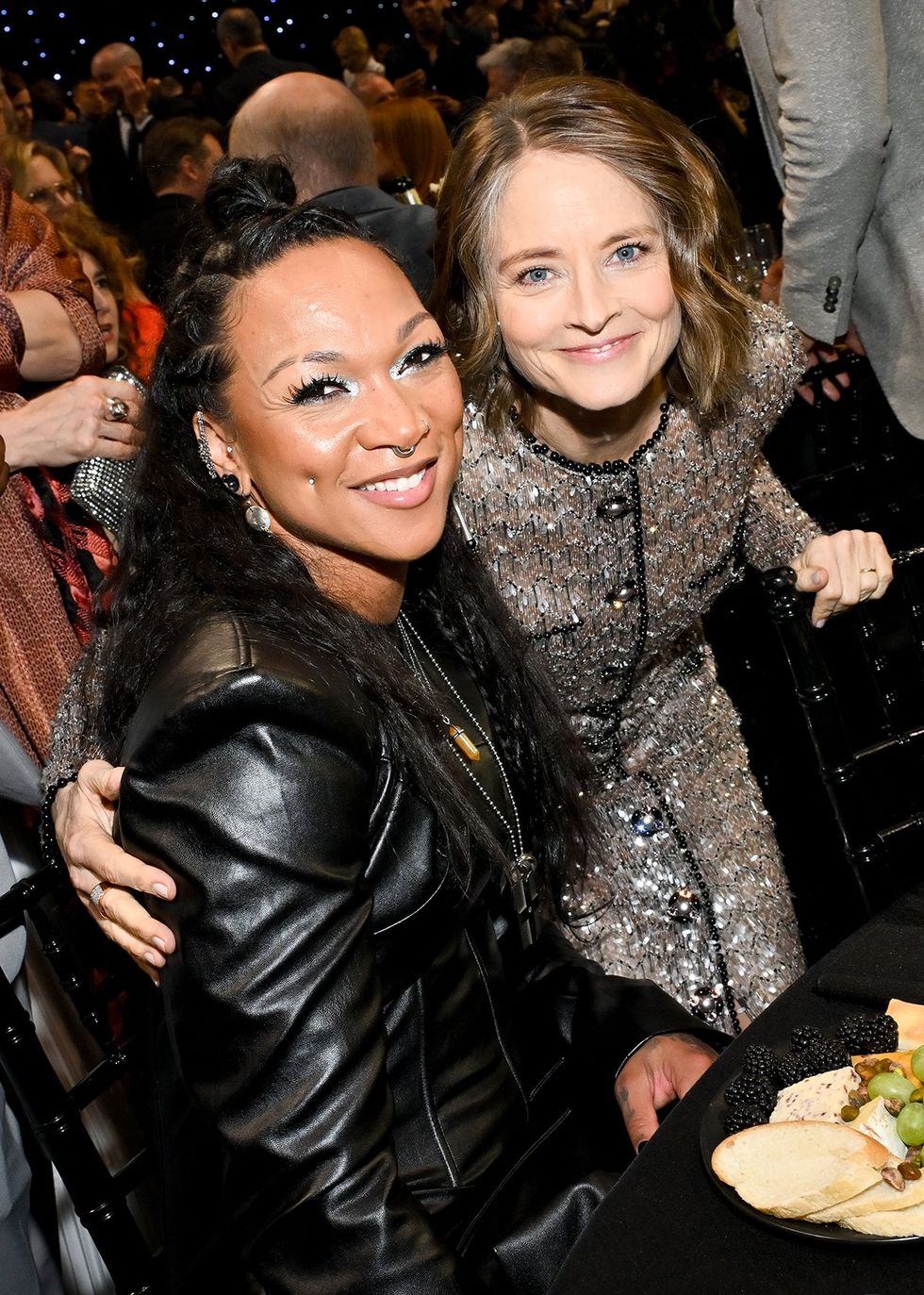 Kali Reis, Jodie Foster at the 30th Annual Critics Choice Awards held at The Barker Hangar on February 7, 2025 in Santa Monica, California.