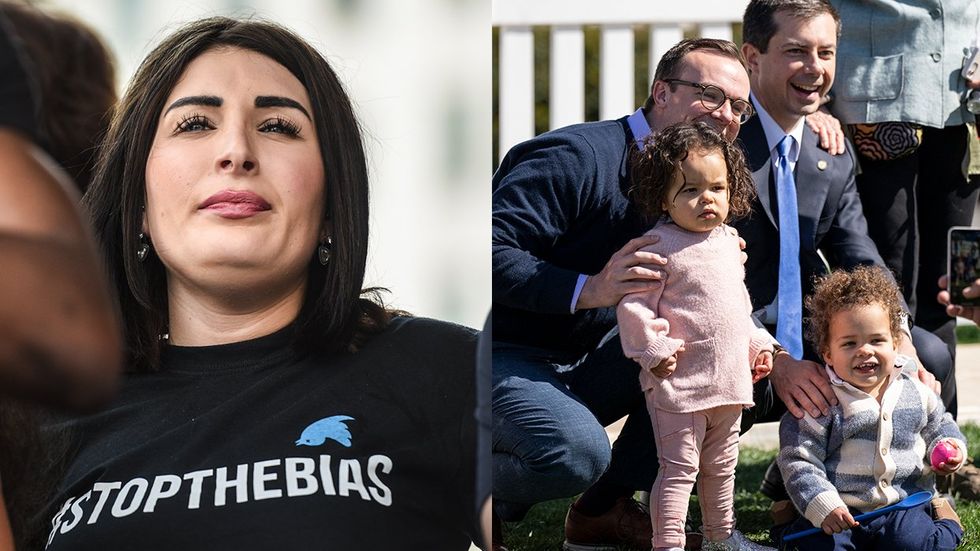 Laura Loomer Chasten and Pete Buttigieg with twins