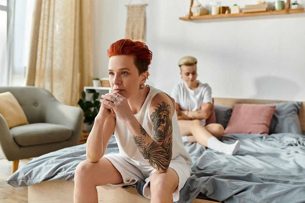 lesbian-bed-death myths: lesbians argue in bed