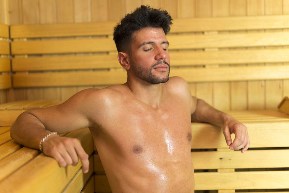 man in a steam room