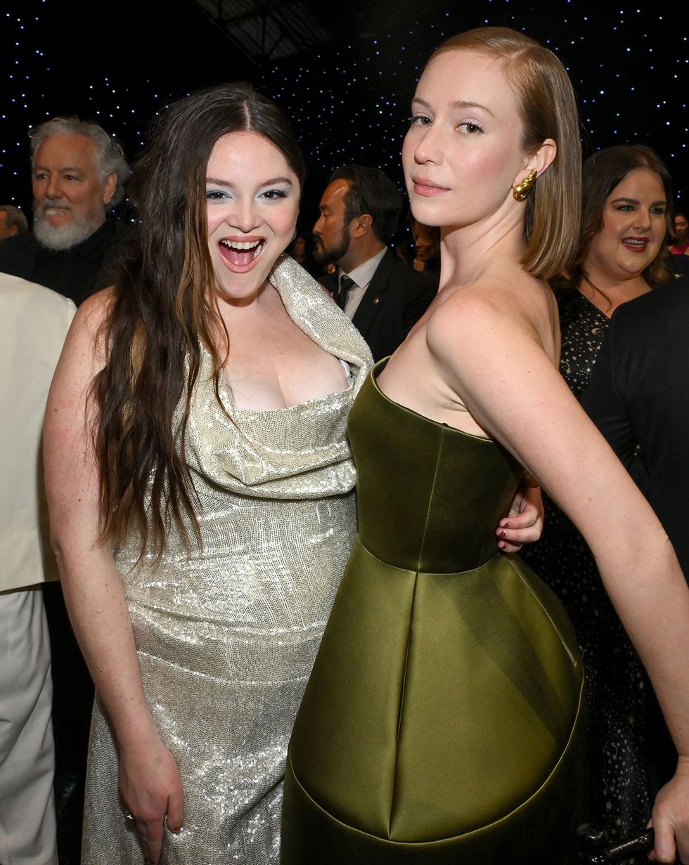 Megan Stalter, Hannah Einbinder at the 30th Annual Critics Choice Awards held at The Barker Hangar on February 7, 2025 in Santa Monica, California.