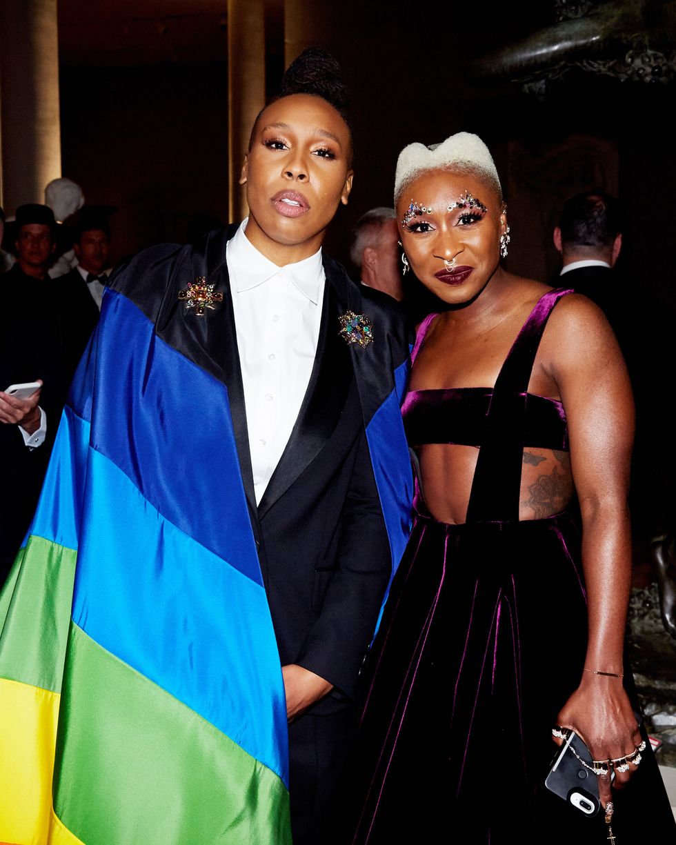 NEW YORK, NY - MAY 07: Lena Waithe and Cynthia Erivo attend Heavenly Bodies: Fashion & The Catholic Imagination Costume Institute Gala at The Metropolitan Museum of Art on May 7, 2018 in New York City.