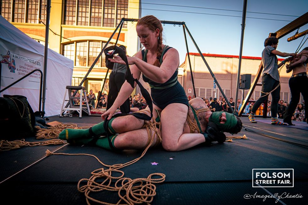 OUT MAGAZINE photo gallery San Francisco Folsom Festival 2024 Kink Leather Bondage SM public play Chantis Parks photographer