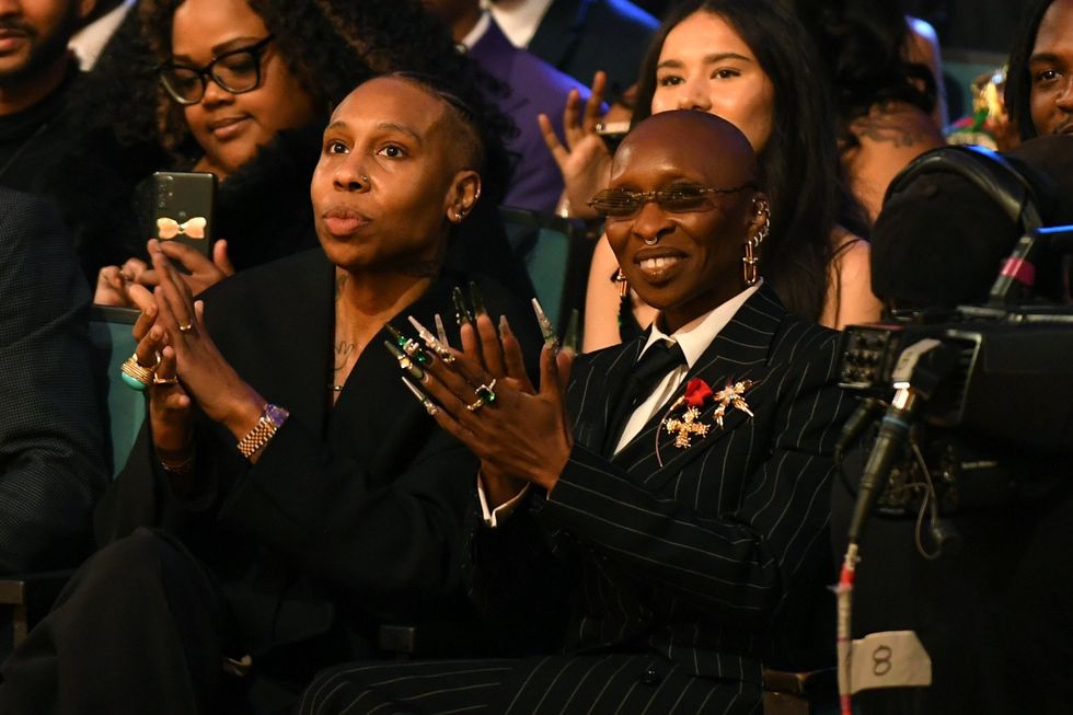 PASADENA, CALIFORNIA - FEBRUARY 22: (L-R) Lena Waithe and Cynthia Erivo attend the 56th NAACP Image Awards at Pasadena Civic Auditorium on February 22, 2025 in Pasadena, California.