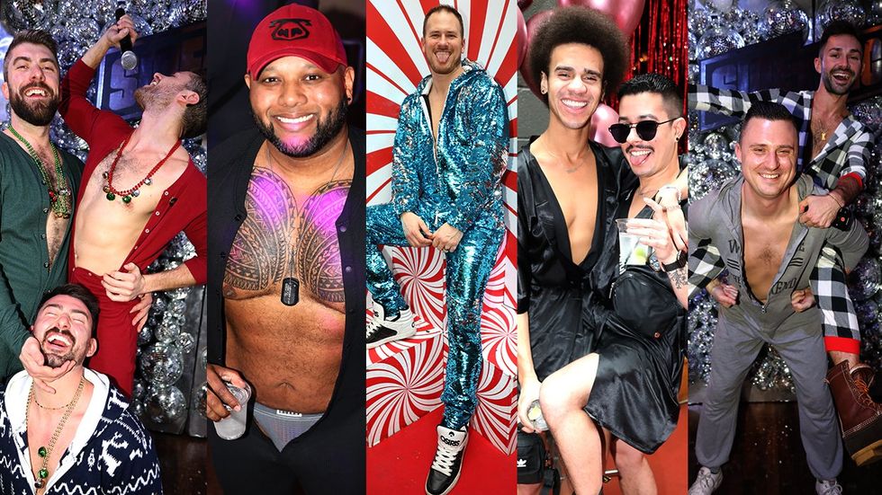 photo gallery Sidetrack Chicago gay bar New Years Day onesie party