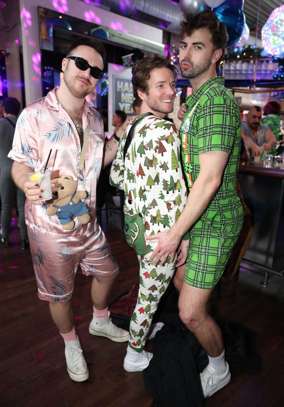 photo gallery Sidetrack Chicago gay bar New Years Day onesie party