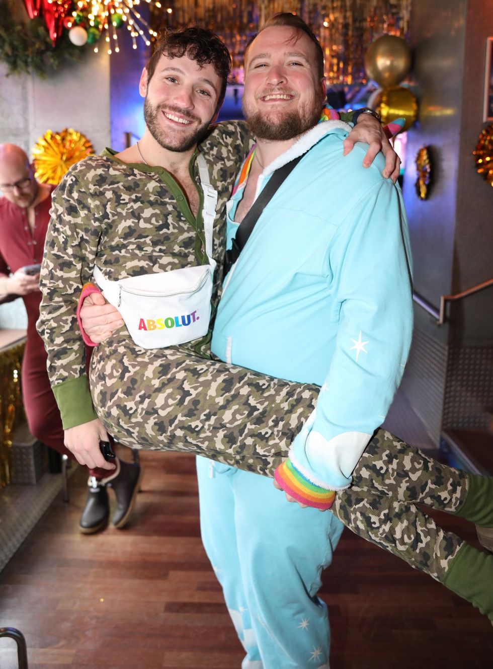 photo gallery Sidetrack Chicago gay bar New Years Day onesie party