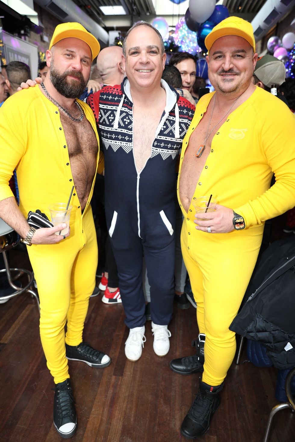 photo gallery Sidetrack Chicago gay bar New Years Day onesie party