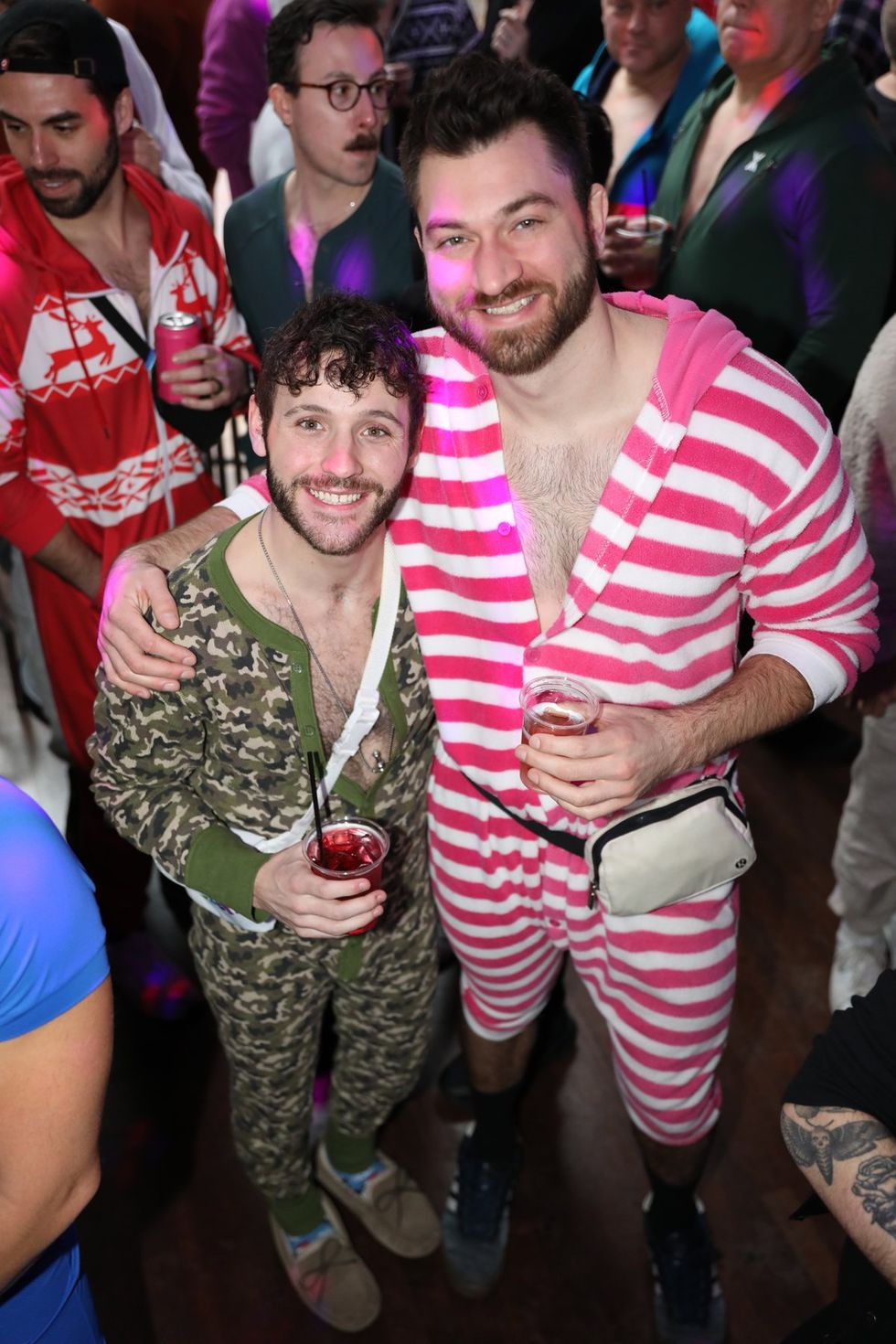 photo gallery Sidetrack Chicago gay bar New Years Day onesie party