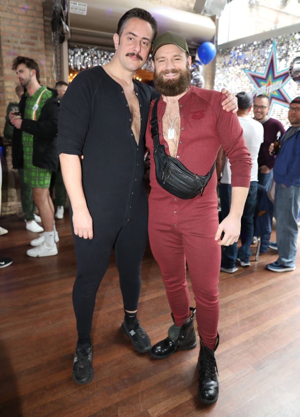 photo gallery Sidetrack Chicago gay bar New Years Day onesie party