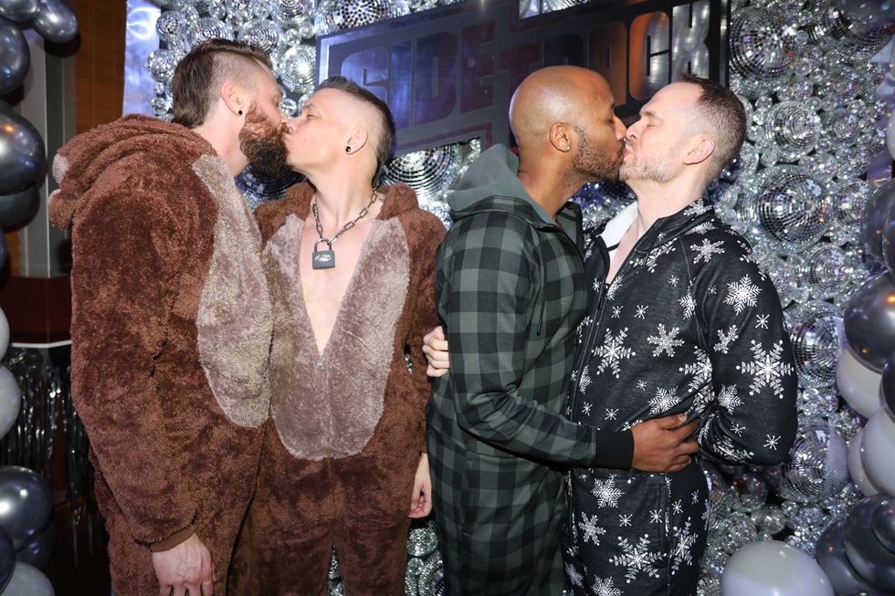 photo gallery Sidetrack Chicago gay bar New Years Day onesie party