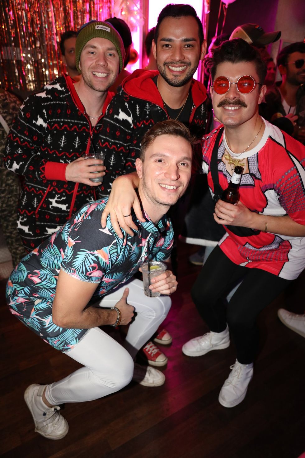 photo gallery Sidetrack Chicago gay bar New Years Day onesie party