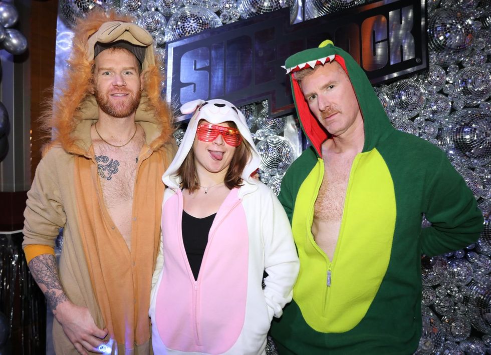 photo gallery Sidetrack Chicago gay bar New Years Day onesie party