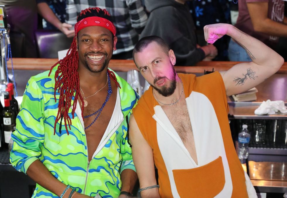 photo gallery Sidetrack Chicago gay bar New Years Day onesie party