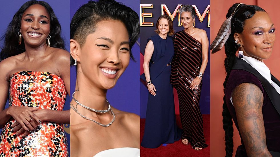 PRIDE SITE photo gallery list 2024 emmy awards sapphic red carpet crushes Ayo Edebiri; Kristen Kish; Jodie Foster & Alexandra Hedison; \u00a0Kali Reis