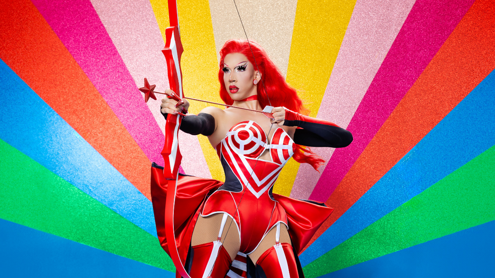 Swiss drag queen Tessa Testicle's promotional photo for RuPaul's Drag Race Global All Stars