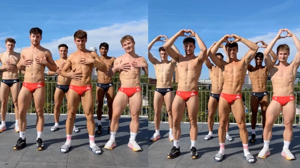 Team GB divers in Speedos