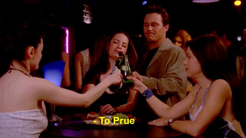 the cast of Charmed cheers to prue