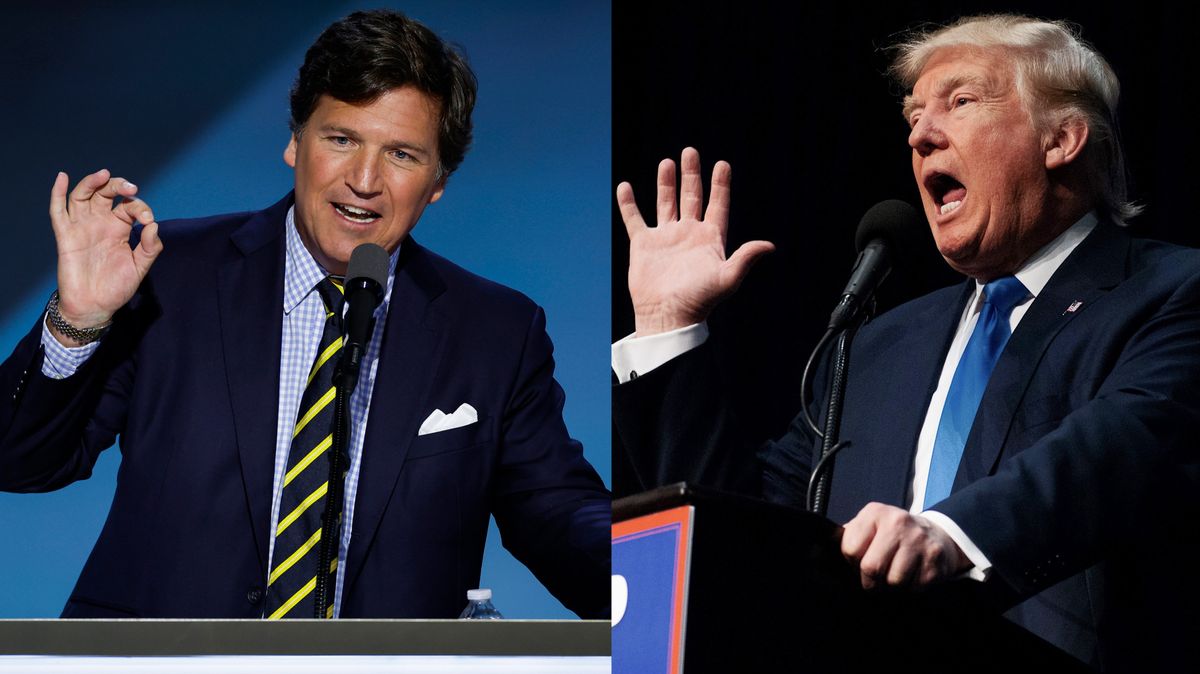 Tucker Carlson gave bizarre speech at a Donald Trump campaign event