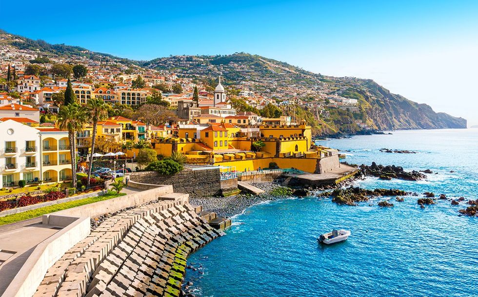 View of Funchal and Fuerte De Madeira in the historical center Madeira Island Portugal