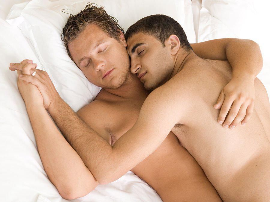 cute gay men cuddling